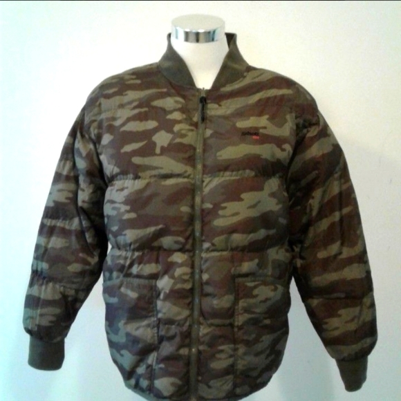 Schott NYC Reversible Puffer Bomber Jacket Camo black XL extreme cold weather - Picture 1 of 7